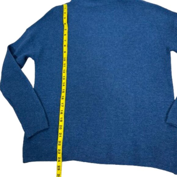 Kinross Cashmere Mock Neck Rib Cashmere Sweater Size M Teal - Picture 8 of 9